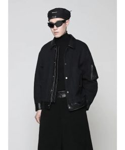 Modern Metallic Black Zipper Leather-Jacket