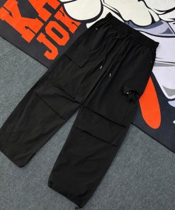 Plain Elastic Waist Light Baggy Pant 'Black'