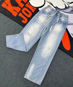 Denim Style Pant with an Elasticated Drawstring Waistband 'Vintage Soft Blue'