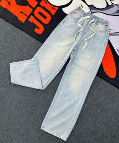 Light-Wash Denim Style Pant with an Elasticated Drawstring Waistband