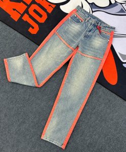 Y2K Hip Hop-Inspired Baggy Jeans 'Orange Trim'