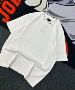 Embellished Neck T-Shirt 'White'