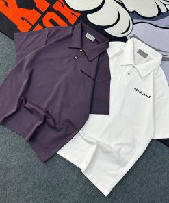 Classic Relaxed Fit Tshirt-Half Polo 'Purple'