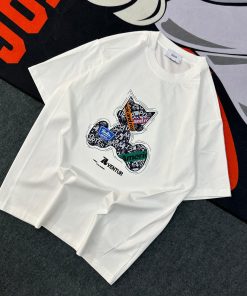 Abstract Cat Design T-Shirt 'White'