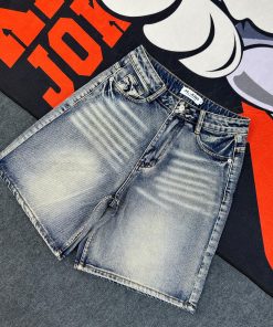 Denim Wide-Leg Half Pant 'Dark Wash Blue'