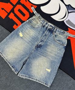 Denim Wide-Leg Half Pant 'Yellow Glow Blue'