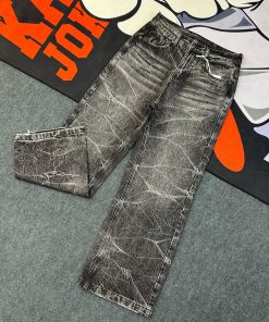Distressed Relaxed Vintage Black Denim Jeans-Pant