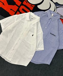 Summer Short-Sleeve Button-up Shirt 'White'