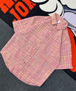Summer Plaid Short Sleeve Shirt 'Pink'