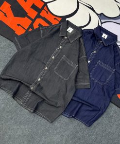 Chambray Button-Down Shirt 'Charcoal Black'