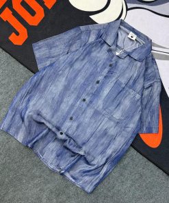 Blue Tie-Dye Summer Short Sleeve Shirt