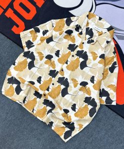 Autumn Leaf Print Short Sleeve Shirt