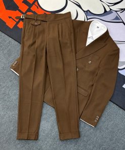 Casual Double-Breasted Suit-Set 'Coffee'