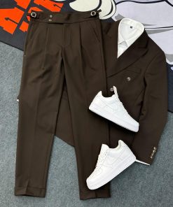 Modern Fit Formal Double-Breasted Suit-Set 'Brown'