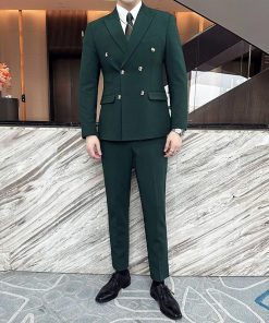 Emerald Green Wool Rich Double Breasted Suit
