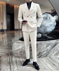 Off-White Wool Rich Double Breasted Suit