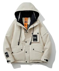 White Duck Down Winter Hooded Workwear Down-Jacket 'Off-White'