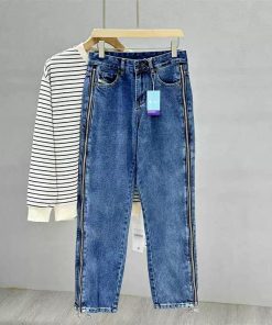 Straight-leg Relaxed-fit Denim Jeans with Distinctive Full-length Side Zippers
