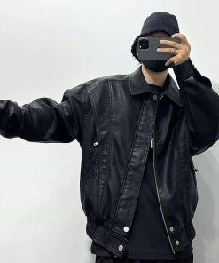 Curve Lining Leather-Jacket 'Black'