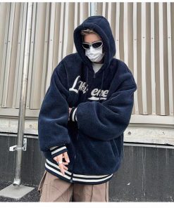 Winter Hooded Fleece-Jacket 'Navy Blue'