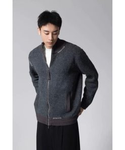 Cashmere Milano Stitch Grey Zip Jacket 'Dark Grey'