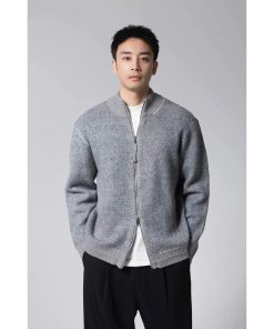 Cashmere Milano Stitch Grey Zip Jacket 'Light  Grey'