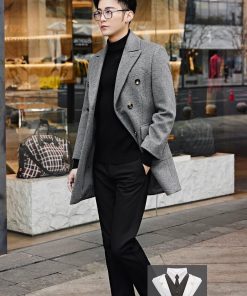 Double-breasted Classic Fit Coat 'Ash Grey'