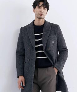 Double-breasted Classic Fit Coat 'Dark Grey'