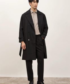 Double-breasted Classic Regular Fit Trench Coat 'Black'