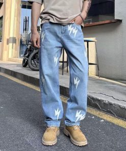 Amexnocap Vintage Straight Jeans 'Blue/White'