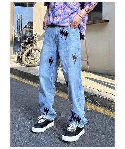 Amexnocap Vintage Straight Jeans 'Light Blue/Black'