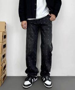 Simple Society Super High Rise Rhinestone Jeans 'Black'