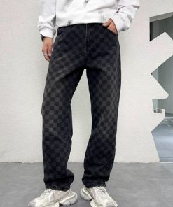 Dark Wash Checked Jeans 'Vintage Black'