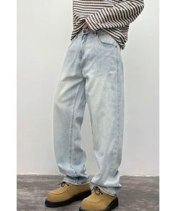 Vintage Wash Balloon Wide Denim Pants 'Light Blue'
