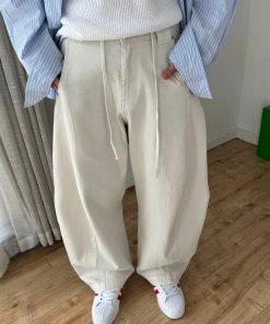 Loose Fit Drawstring Jeans 'Light-Beige'