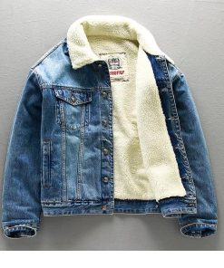 Fur Collar Denim Jeans-Jacket 'Deep Blue Vintage'