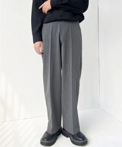 Plain Straight Grey Formal Pant