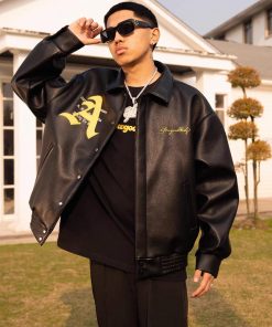 A Few Good Kids (AFGK) Racing Black & Yellow Leather-Jacket
