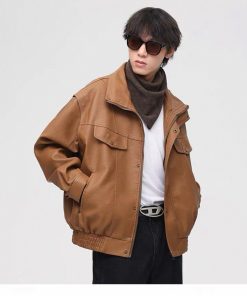 Retro Motorcycle PU Leather-Jacket 'Brown'