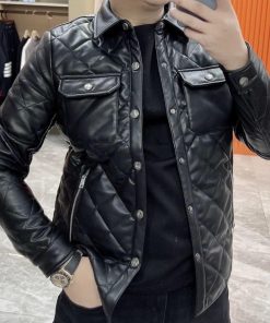 Leather Classic Quilted Leather-Jacket 'Black'