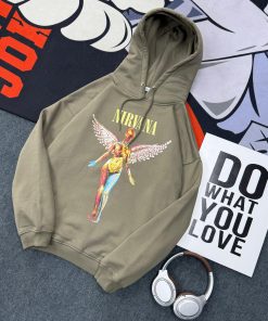 Nirvana Angel Printed Premium Hoodie 'Olive-Green'