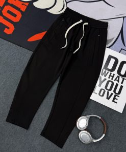 Drawstring Lace Up Twill Tapered Pant 'Black'