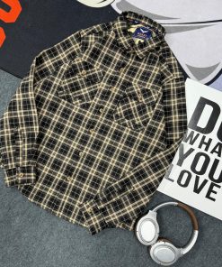 Beast Plaid Flannel Shirt 'Charcoal Gold'