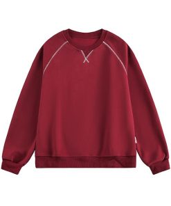 Oversized Crew Neck Raglan Sweatshirt 'Burgundry'