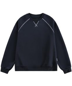 Oversized Crew Neck Raglan Sweatshirt 'Black/Dark Blue'