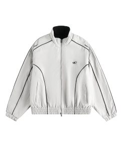 Lightweight Black Piping & High Collar Jacket 'White'
