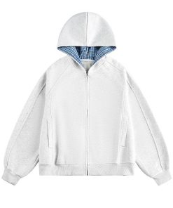 Soft Fleece Zip-Up Hooded Jacket with Pocket 'White'
