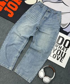 Street Wear Regular Waist Straight Denim Jeans Pant 'Washed Blue'