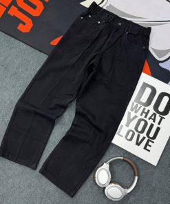 Street Wear Regular Waist Straight Denim Jeans Pant 'Black'
