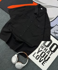 Premium Lightweight Utility Multiple Pockets Cargo Half-Shirt 'Black'